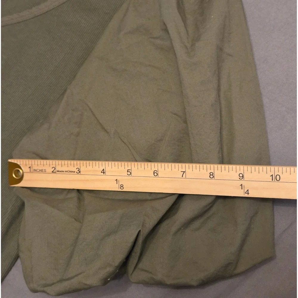 Old Navy Puff-Sleeve Mixed Fabric‎ Top Womens Size 2X Green Boho